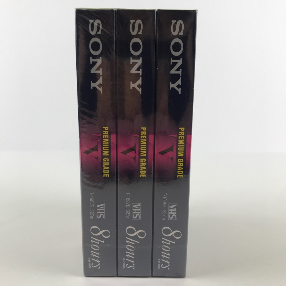 Sealed Sony T-160VE Premium Grade Blank VHS Tapes Made in USA 8 Hour Lot of 3 - Picture 6 of 14